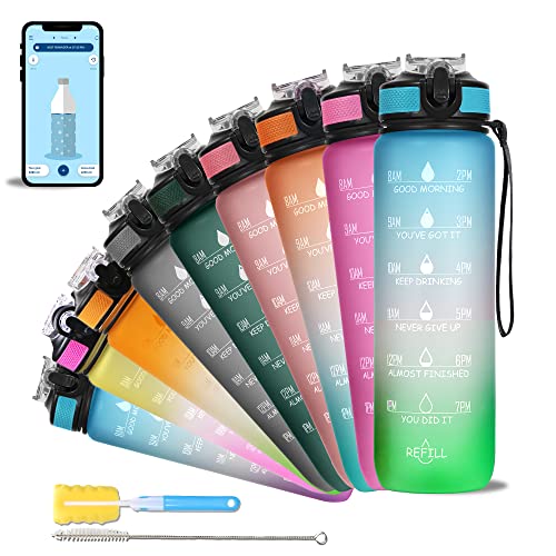 AIrtree Unbreakable Water Bottle with Motivational Time Marker, Water bottle for Gym Office| Mobile app with Drinking water reminder | Orange Teal AIrtree Unbreakable Water Bottle with Motivational Time Marker, Water bottle for Gym Office| Mobile app with Drinking water reminder | Orange Teal