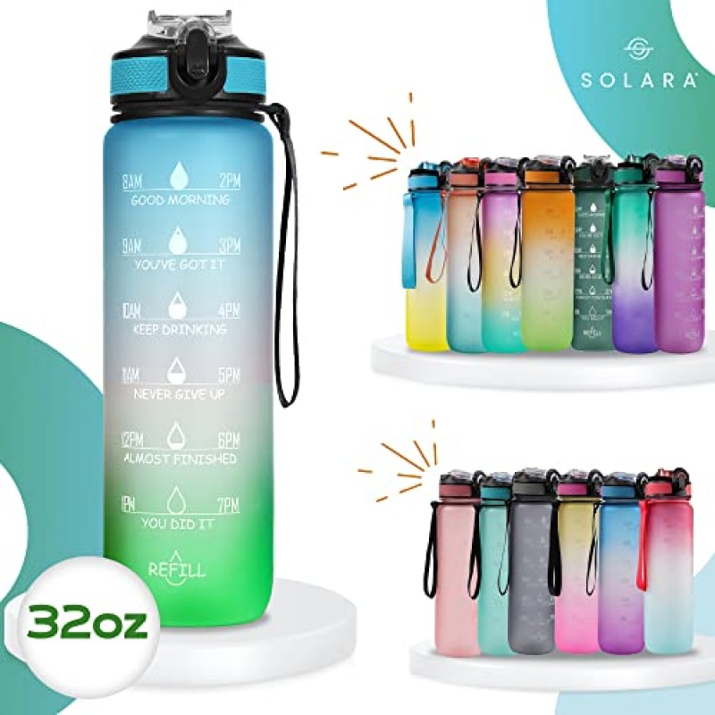 AIrtree Unbreakable Water Bottle with Motivational Time Marker, Water bottle for Gym Office| Mobile app with Drinking water reminder | Orange Teal