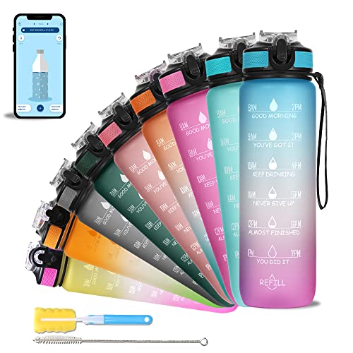 AIrtree Unbreakable Water Bottle with Motivational Time Marker, Water bottle for Gym Office| Mobile app with Drinking water reminder | Orange Teal AIrtree Unbreakable Water Bottle with Motivational Time Marker, Water bottle for Gym Office| Mobile app with Drinking water reminder | Orange Teal