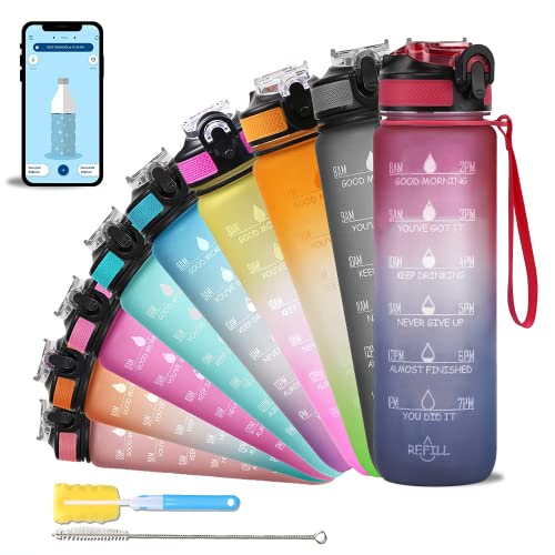 AIrtree Unbreakable Water Bottle with Motivational Time Marker, Water bottle for Gym Office| Mobile app with Drinking water reminder | Orange Teal AIrtree Unbreakable Water Bottle with Motivational Time Marker, Water bottle for Gym Office| Mobile app with Drinking water reminder | Orange Teal
