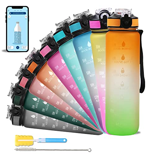 AIrtree Unbreakable Water Bottle with Motivational Time Marker, Water bottle for Gym Office| Mobile app with Drinking water reminder | Orange Teal AIrtree Unbreakable Water Bottle with Motivational Time Marker, Water bottle for Gym Office| Mobile app with Drinking water reminder | Orange Teal