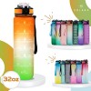 AIrtree Unbreakable Water Bottle with Motivational Time Marker, Water bottle for Gym Office| Mobile app with Drinking water reminder | Orange Teal