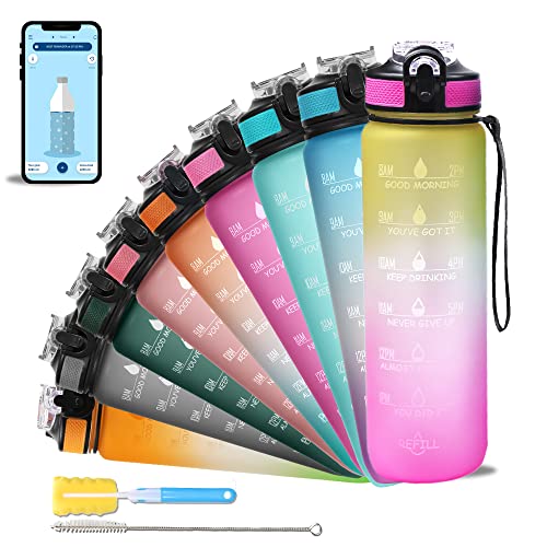 AIrtree Unbreakable Water Bottle with Motivational Time Marker, Water bottle for Gym Office| Mobile app with Drinking water reminder | Orange Teal AIrtree Unbreakable Water Bottle with Motivational Time Marker, Water bottle for Gym Office| Mobile app with Drinking water reminder | Orange Teal
