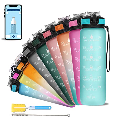 AIrtree Unbreakable Water Bottle with Motivational Time Marker, Water bottle for Gym Office| Mobile app with Drinking water reminder | Orange Teal AIrtree Unbreakable Water Bottle with Motivational Time Marker, Water bottle for Gym Office| Mobile app with Drinking water reminder | Orange Teal