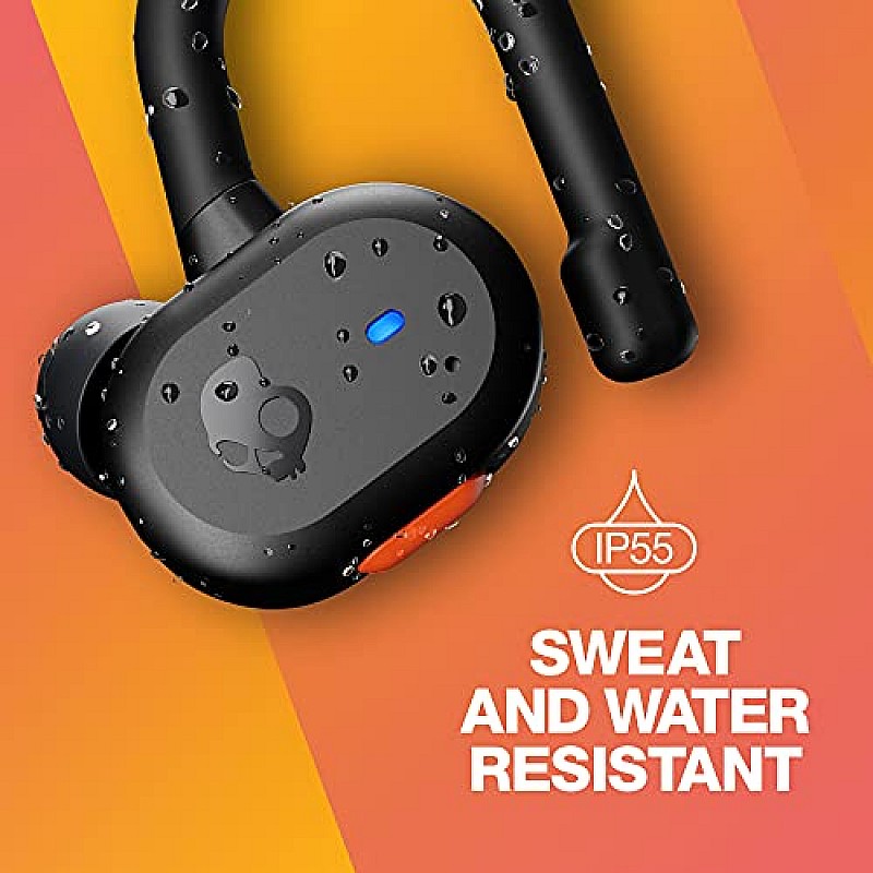 Skullcandy Push Active in-Ear Wireless Earbuds, 43 Hr Battery, Skull-iQ, Alexa Enabled Black Orange