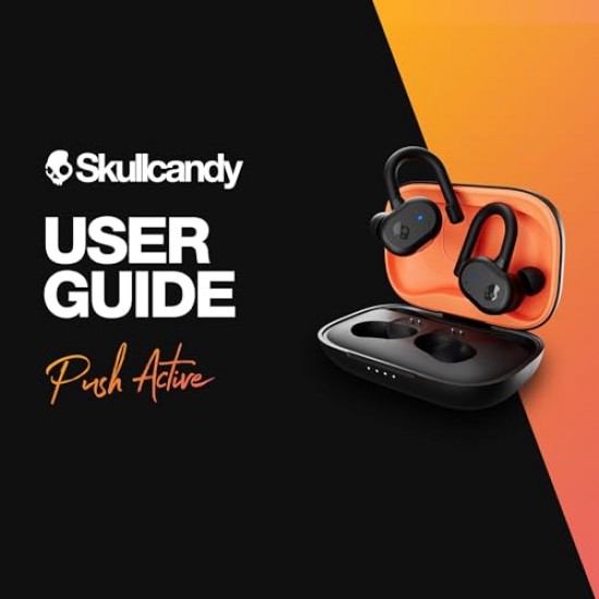 Skullcandy Push Active in-Ear Wireless Earbuds, 43 Hr Battery, Skull-iQ, Alexa Enabled-Black Orange