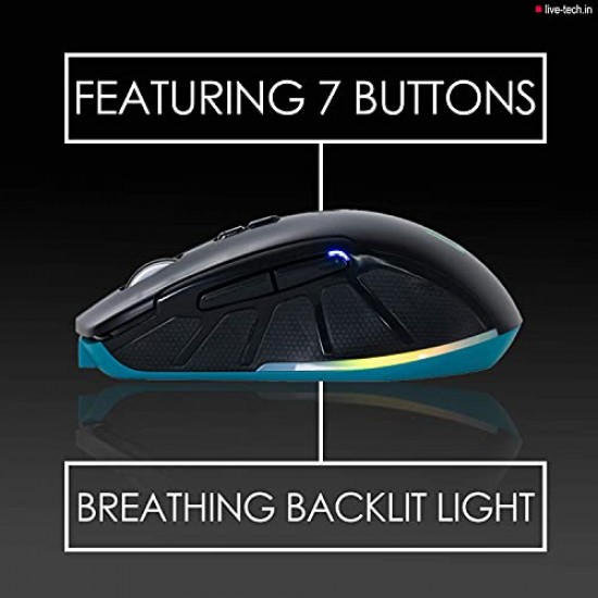 Live Tech Swift Bluetooth & 2.4G Inbuilt Rechargeable Battery Wireless Mouse, Bluetooth V5.0, (Black)