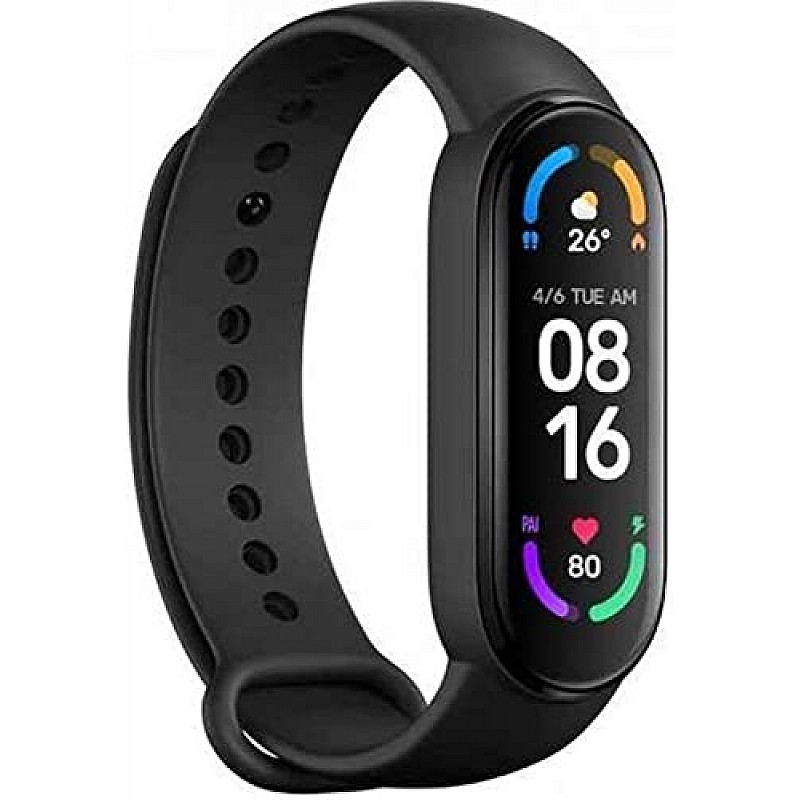 Xiaomi Mi Smart Band 6 - 1.56'' (3.96 cm) Large AMOLED Color Display, 2 Week Battery Life  (Black)