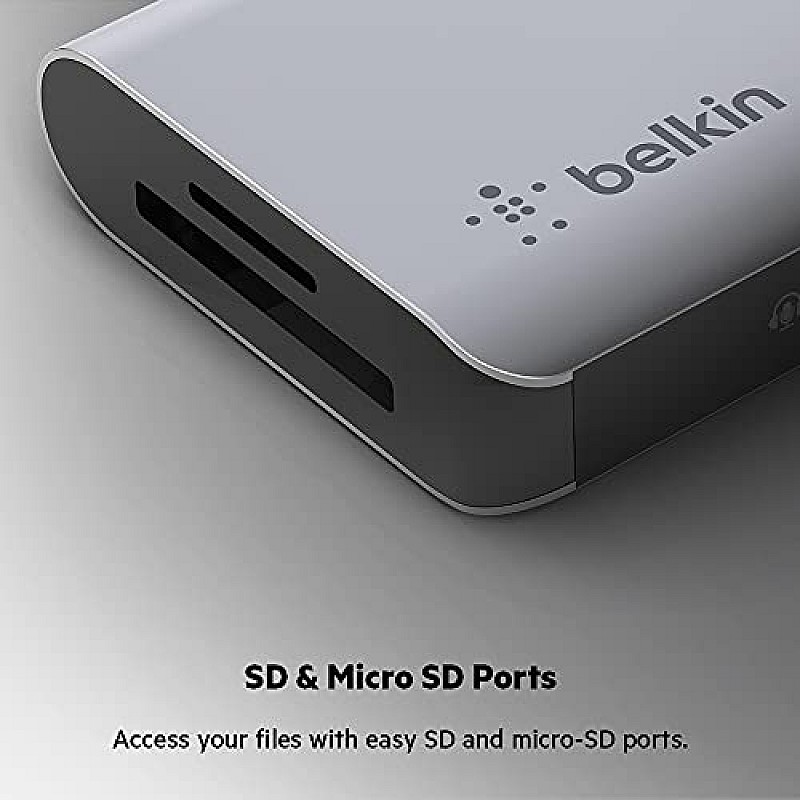 Belkin USB C Hub, 7-in-1 MultiPort Adapter Dock with 4K HDMI 1.4, USB-C PD 3.0, 2X USB-A 3.0 BC1.2, SD 3.0 Card Reader