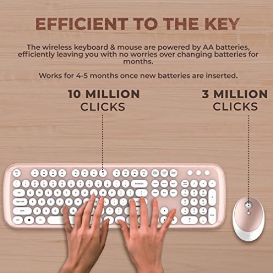 i Gear KeyBee Retro Typewriter Inspired 2.4GHz Wireless Keyboard with Mouse Combo 