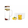 Signoraware Ilusion Borosilicate Glass Regular, Set of 6, 290ml Each and Precision Borosilicate Glass Jug with Bamboo lid 1200ml, Set of 1, Transparent