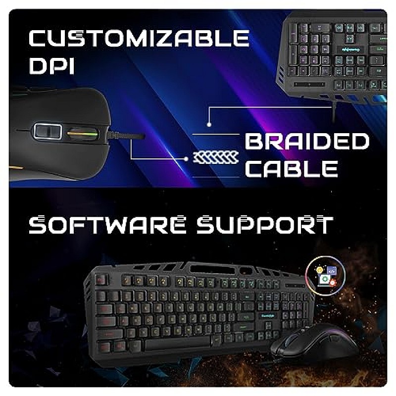 Cosmic Byte Dragon Fly RGB Gaming Keyboard and Mouse Combo,Upgraded1000Hz Gaming Mouse, 12800DPIr Keyboard and Mouse (Black)