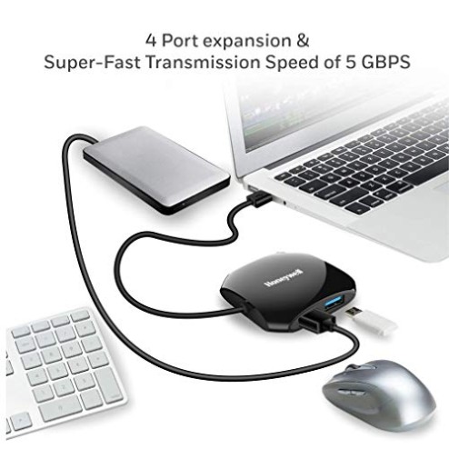 Honeywell Momentum Port 4-1 USB 3.0 Hub, Transmission Speed 5GBPS, Laptop, Speaker, Mobile, Pen Drive, Hard Drive, Keyboard Printer, Glossy Black Honeywell Momentum Port 4-1 USB 3.0 Hub, Transmission Speed 5GBPS, Laptop, Speaker, Mobile, Pen Drive, Hard Drive, Keyboard Printer, Glossy Black