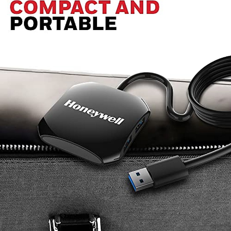 Honeywell Momentum Port 4-1 USB 3.0 Hub, Transmission Speed 5GBPS, Laptop, Speaker, Mobile, Pen Drive, Hard Drive, Keyboard Printer, Glossy Black