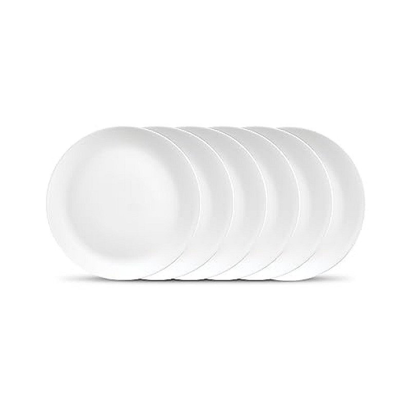 La Opala Diva Cosmo Collection Opal Glass Crockery Full Plate 11 Set of 6 Light & White