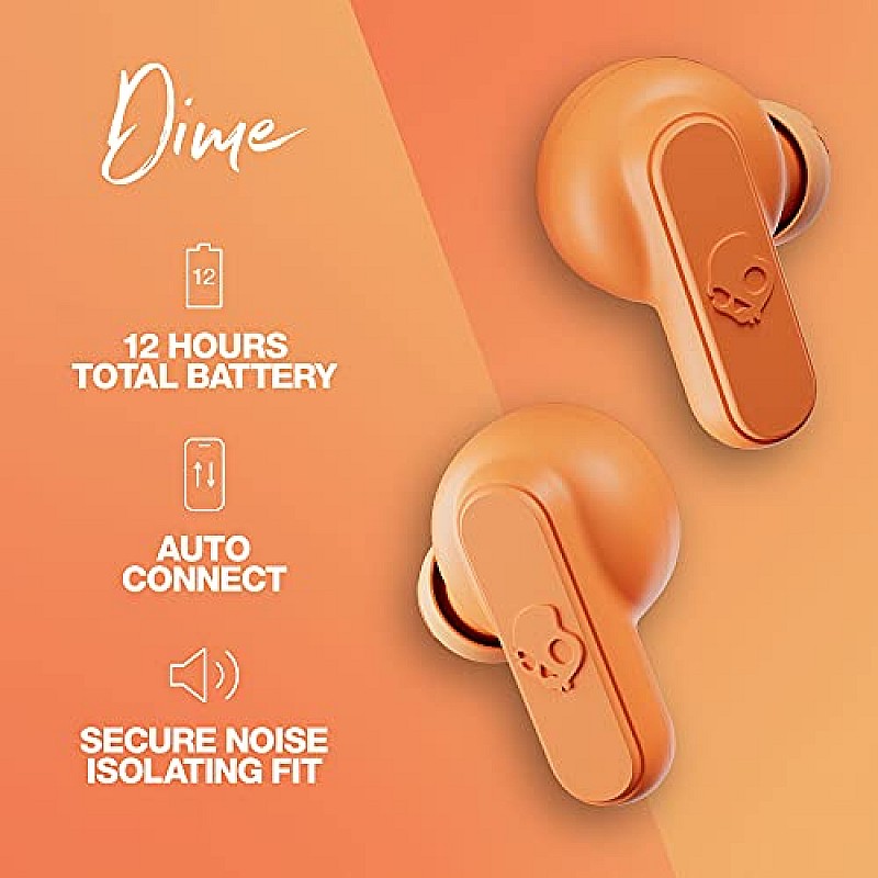 Skullcandy Dime Bluetooth Truly Wireless in Ear Earbuds with Mic (Orange)