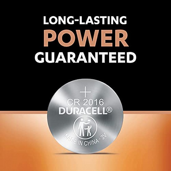 Duracell Specialty CR2016 Lithium Coin Battery 3V, Pack of 5 Suitable for use in keyfobs, Scales, wearables and Medical Devices