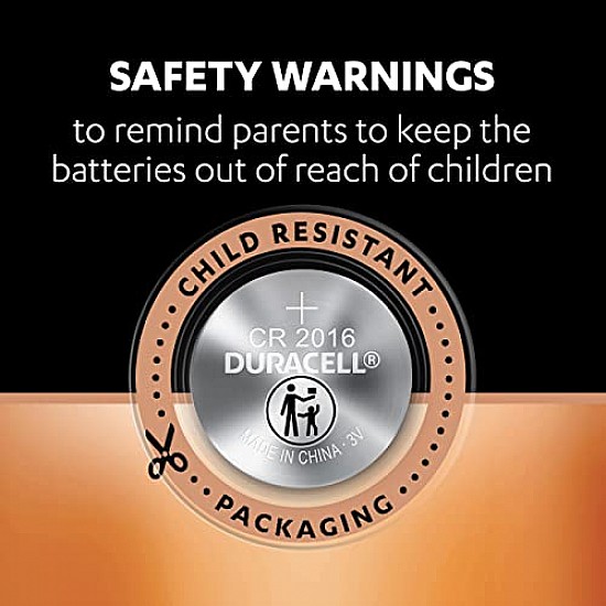 Duracell Specialty CR2016 Lithium Coin Battery 3V, Pack of 5 Suitable for use in keyfobs, Scales, wearables and Medical Devices