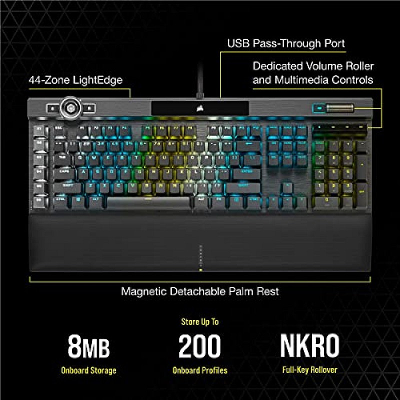 Corsair K100 RGB Optical-Mechanical USB Gaming Keyboard Black