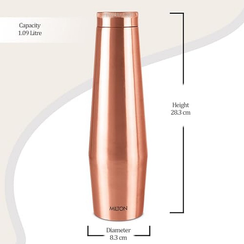 MILTON Copper Crown 1100 Water Bottle, 1.09 Litre, 1 Piece, Copper