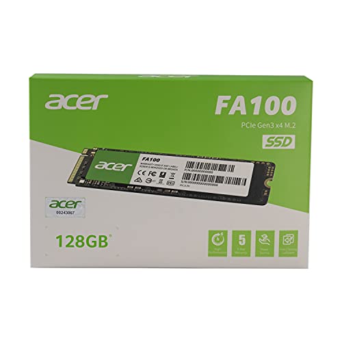 Acer FA100 128GB PCIe Gen3 x4 NVMe 3D NAND SSD M.2 Internal SSD-950MB/s R, 650MB/s W Speed Acer FA100 128GB PCIe Gen3 x4 NVMe 3D NAND SSD M.2 Internal SSD-950MB/s R, 650MB/s W Speed