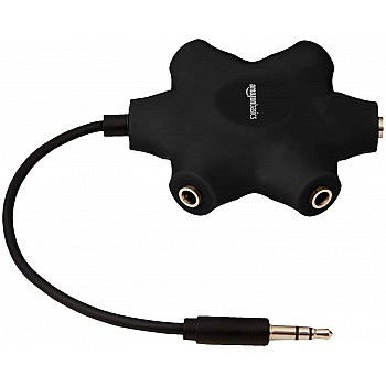 Amazon Basics L6LAU002-CS-H 5-Way Multi Headphone Auxiliary Splitter, Black