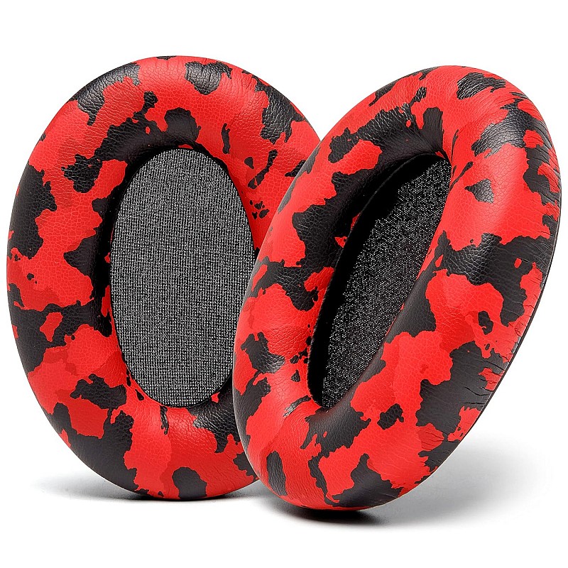 WC Wicked Cushions Extra Thick Replacement Earpads Compatible with Sony WH-1000XM3 Headphones - Red Camo