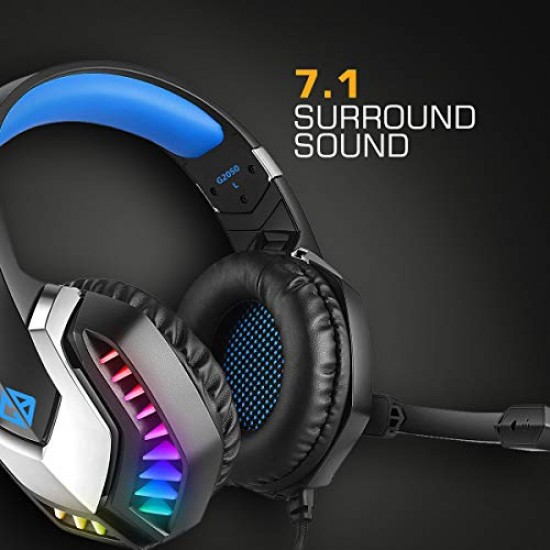 Cosmic Byte G2050 RGB 7.1 Surround Sound USB Gaming Headphone for PS5, PC with Software and Gel Microphone (Blue)
