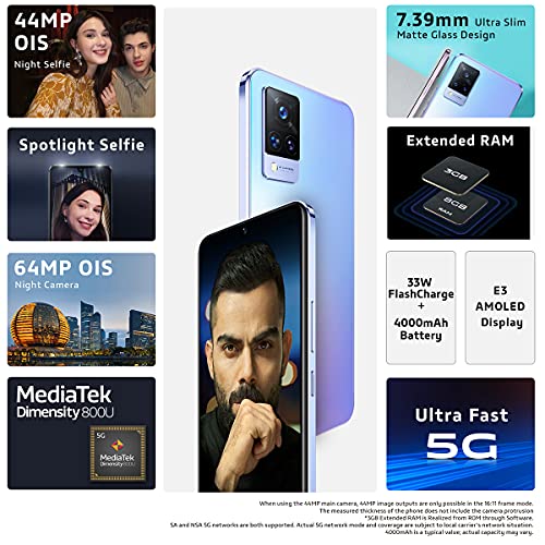Vivo V21 5G Sunset Dazzle 8GB RAM 128GB ROM Refurbished 