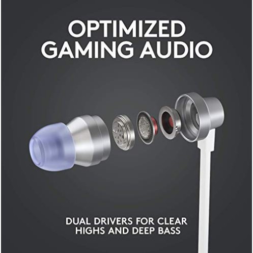 Logitech G333 Gaming Wired in Ear Earphones with Dual Audio Drivers White Logitech G333 Gaming Wired in Ear Earphones with Dual Audio Drivers White