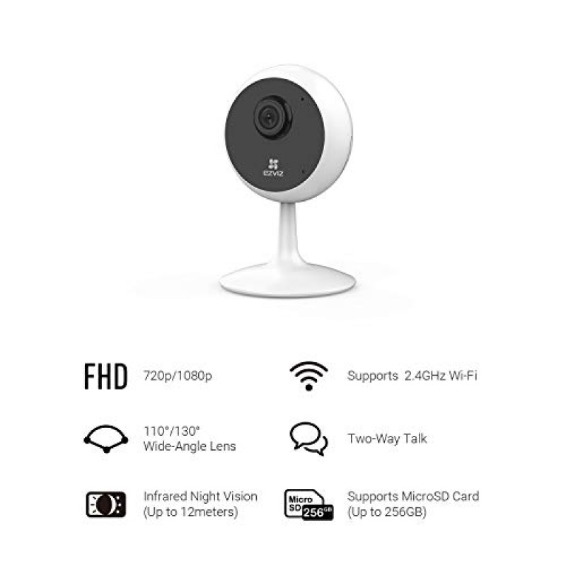 EZVIZ by Hikvision C1C Wireless Camera for Home, 720p Resolution, Night Viewing White