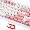 HUO JI PBT Keycaps Double Shot Injection Keycaps Translucent Layer Full 104 Keys Se White-Pink