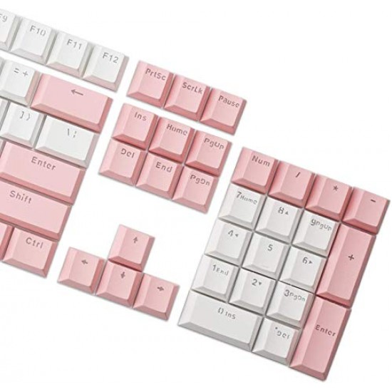 HUO JI PBT Keycaps Double Shot Injection Keycaps Translucent Layer Full 104 Keys Se White-Pink