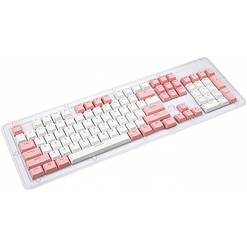 HUO JI PBT Keycaps Double Shot Injection Keycaps Translucent Layer Full 104 Keys Se White-Pink