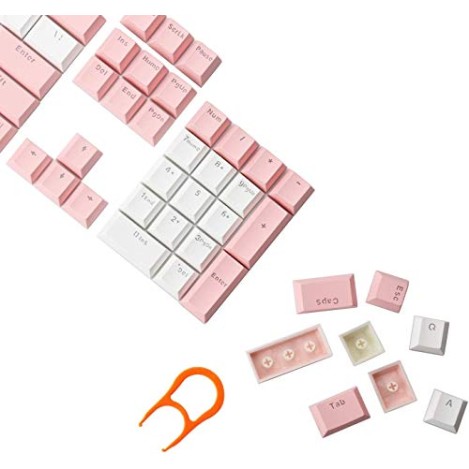 HUO JI PBT Keycaps Double Shot Injection Keycaps Translucent Layer Full 104 Keys Se White-Pink HUO JI PBT Keycaps Double Shot Injection Keycaps Translucent Layer Full 104 Keys Se White-Pink