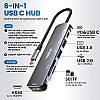 Verilux ® USB C Hub Multiport Adapter 6 in 1 Portable Aluminum USB Extender with 4K HDMI(30Hz)