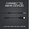 Logitech G333 Wired Gaming Earphones with Gaming-Grade Dual Drivers with USB-C Adapter & in-line Mic and Volume AUX - Black