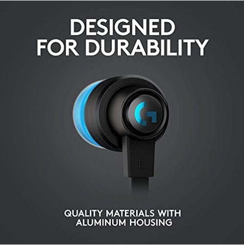 Logitech G333 Wired Gaming Earphones with Gaming-Grade Dual Drivers with USB-C Adapter & in-line Mic and Volume AUX - Black