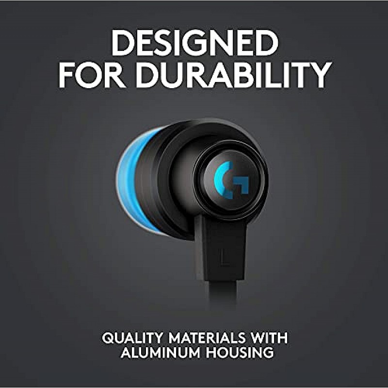 Logitech G333 Wired Gaming Earphones with Gaming-Grade Dual Drivers with USB-C Adapter & in-line Mic and Volume AUX - Black