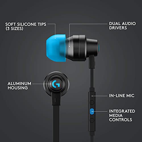 Logitech G333 Wired Gaming Earphones with Gaming-Grade Dual Drivers with USB-C Adapter & in-line Mic and Volume AUX - Black Logitech G333 Wired Gaming Earphones with Gaming-Grade Dual Drivers with USB-C Adapter & in-line Mic and Volume AUX - Black