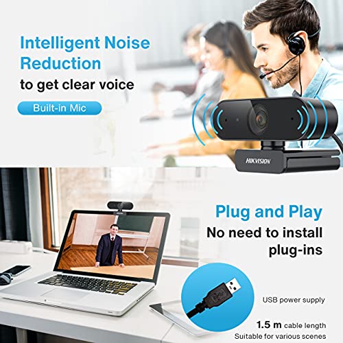 Hikvision Ds-u02 1080p Webcam, Wide Angle Without Distortion, Noise Reduction, Black Hikvision Ds-u02 1080p Webcam, Wide Angle Without Distortion, Noise Reduction, Black