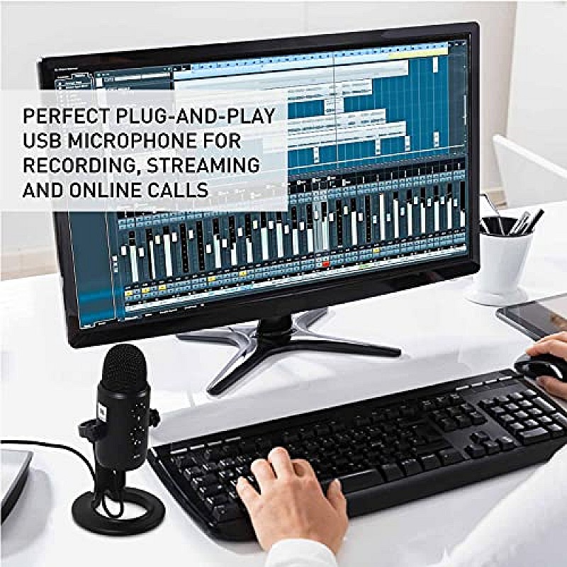 JBL Commercial CSUM10 Compact USB Microphone for Recording, Streaming and Online Calls, Black, Medium, Omnidirectional