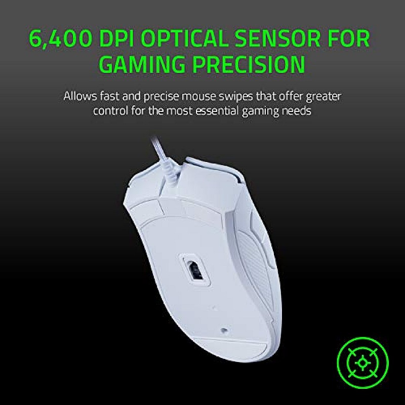 Razer DeathAdder Essential White Edition - 6400 DPI Ergonomic Wired Gaming Mouse - RZ01-03850200-R3M1