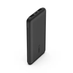 Belkin 10000 mAh Slim Power Bank with 1 USB-C and 2 USB-A Ports to Charge 3 Devices Simultaneously with up to 15W - Black