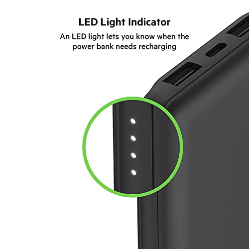 Belkin 10000 mAh Slim Power Bank with 1 USB-C and 2 USB-A Ports to Charge 3 Devices Simultaneously with up to 15W - Black Belkin 10000 mAh Slim Power Bank with 1 USB-C and 2 USB-A Ports to Charge 3 Devices Simultaneously with up to 15W - Black