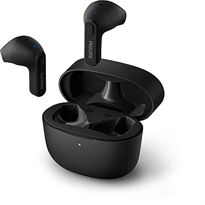 Philips Audio TAT2236 TWS Earbuds with IPX4, 6+12 Hours Play time, Quick Charge, Type-C Charging, Black