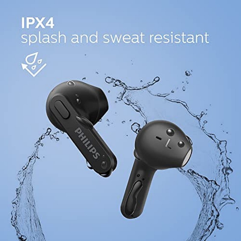 Philips Audio TAT2236 TWS Earbuds with IPX4, 6+12 Hours Play time, Quick Charge, Type-C Charging, Black