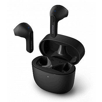 Philips Audio TAT2236 TWS Earbuds with IPX4, 6+12 Hours Play time, Quick Charge, Type-C Charging, Black