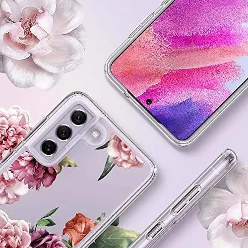 CYRILL by Spigen Thermoplastic Polyurethane and PC Cecile Back Cover Compatible for Samsung Galaxy S21 FE 5G (Rose Floral)