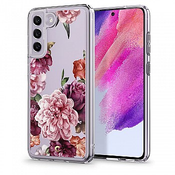 CYRILL by Spigen Thermoplastic Polyurethane and PC Cecile Back Cover Compatible for Samsung Galaxy S21 FE 5G (Rose Floral)